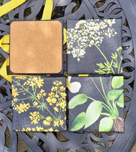 Load image into Gallery viewer, Botanical Floral Design Ceramic Coasters Set of Four