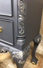 Load image into Gallery viewer, Vintage Chest of Drawers, Tallboy Chest, Grey Chest of Drawers, Dark Grey Chest of Drawers, Tall Slim Drawers, Ball & Claw Feet