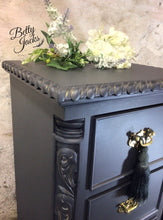 Load image into Gallery viewer, Vintage Chest of Drawers, Tallboy Chest, Grey Chest of Drawers, Dark Grey Chest of Drawers, Tall Slim Drawers, Ball & Claw Feet
