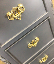 Load image into Gallery viewer, Vintage Chest of Drawers, Tallboy Chest, Grey Chest of Drawers, Dark Grey Chest of Drawers, Tall Slim Drawers, Ball & Claw Feet