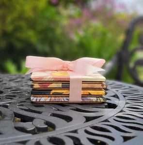 Exotic Flowers Design Ceramic Coasters Set of Four