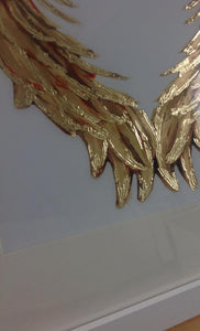 Gold Metal Leaf Feather Art Work